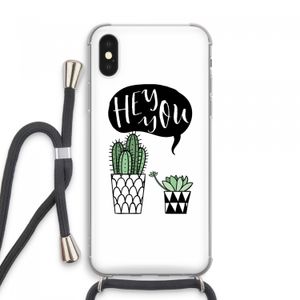 Hey you cactus: iPhone XS Max Transparant Hoesje met koord