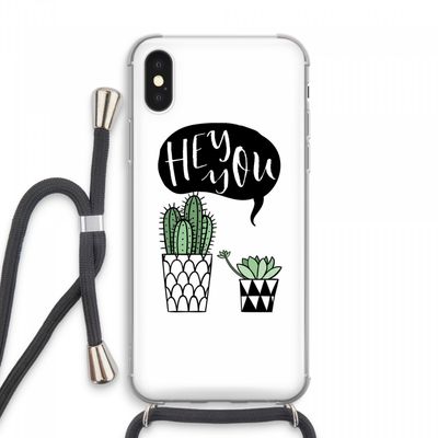 Hey you cactus: iPhone XS Max Transparant Hoesje met koord