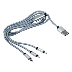 Zilveren nylon oplaadkabel USB 104 cm