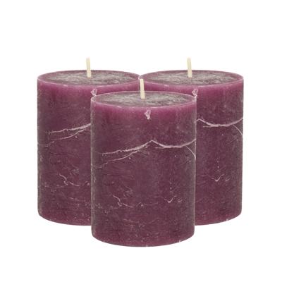Atmospera Stompkaars/cilinderkaars - 3x - bordeaux rood - 7 x 9 cm - middel rustiek model