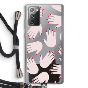 Hands pink: Samsung Galaxy Note 20 / Note 20 5G Transparant Hoesje met koord