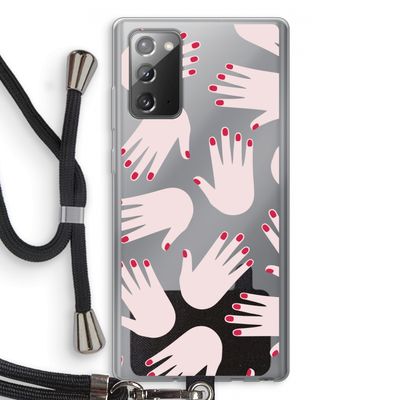 Hands pink: Samsung Galaxy Note 20 / Note 20 5G Transparant Hoesje met koord