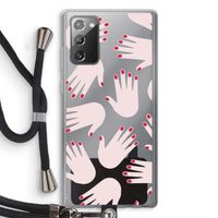 Hands pink: Samsung Galaxy Note 20 / Note 20 5G Transparant Hoesje met koord