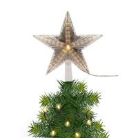 Lichtgevende kerstboom piek/topper ster warm wit licht 22 cm - kerstboompieken - thumbnail