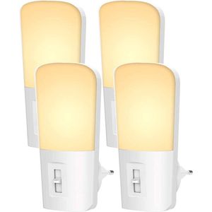 Qumax LED Nachtlampje Stopcontact 4 stuks - Dimbare Nachtlampjes met Sensor - Nachtlampje Babykamer - Nacht Lamp - Dag e