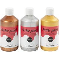 Creativ Company Tempera verf metallic , diverse kleuren, 3x300 ml/ 1 doos Creativ Company Tempera verf metallic , diverse kleuren, 3x300 ml/ 1 doos
