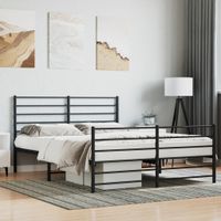 Bedframe met hoofd- en voeteneinde metaal zwart 160x200 cm - thumbnail