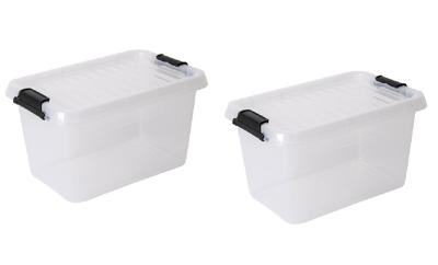 Opbergboxen met deksel 11,3 liter kunststof transparant 40 x 30 x 17 cm set van 2 stuks
