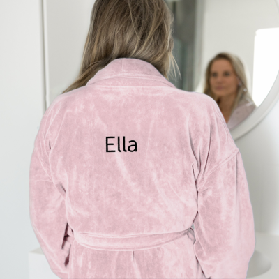 Dames badjas borduren - Roze - L/XL