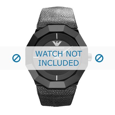 Armani horlogeband AR7309 Leder Zwart 26mm