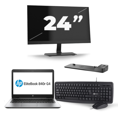 HP EliteBook 840r G4 - Intel Core i5-7e Generatie - 14 inch - 8GB RAM - 256GB SSD - Windows 11 + 1x 24 inch Monitor HP EliteBook 840r G4 - Intel Core i5-7e Generatie - 14 inch - 8GB RAM - 256GB SSD - Windows 11 + 1x 24 inch Monitor