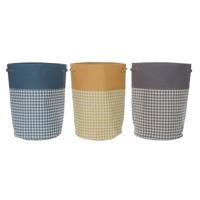 Wasmand DKD Home Decor Geel Blauw Grijs Pied-de-poule 40 x 40 x 60 cm (3 Stuks)