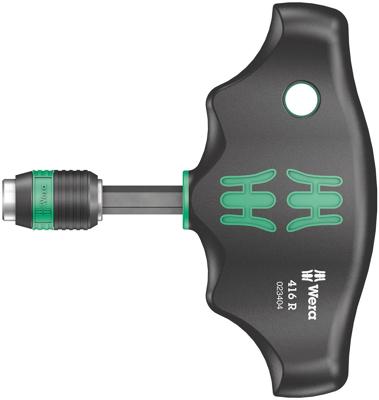 Wera Rapidaptor t-greep - bit plaatsen zonder gereedschap - magnetische grip - hoge aanhaal- en losdraaimomenten - ergonomische vorm - voorkomt wrijvingsverliezen