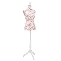 VidaXL Etalagepop torso vrouw katoen wit met rozenprint