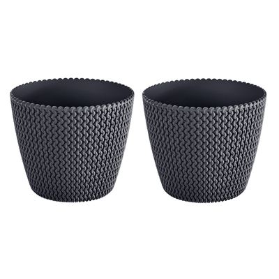 4x Kunststof Splofy bloempotten/plantenpotten antraciet 22 cm