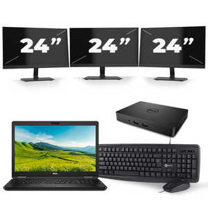 Dell Latitude 5580 - Intel Core i5-7e Generatie - 15 inch - 8GB RAM - 256GB SSD - Windows 11 + 3x 24 inch Monitor