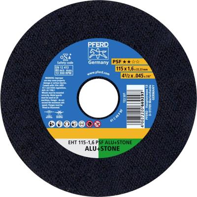 PFERD TOOLS EHT 115-1,6 PSF ALU+STONE 61818021 Doorslijpschijf recht 115 mm 25 stuk(s) Aluminium, Non-ferrometaal, Titanium, Titaniumlegering, Gietijzer,