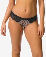 HEMA Damesstring micro met kant luipaard naturel (naturel)