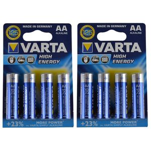 8x Varta Alkaline AA batterijen high energy 1.5 V