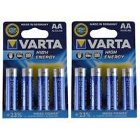 8x Varta Alkaline AA batterijen high energy 1.5 V - thumbnail