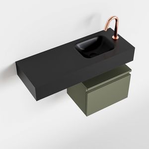 Toiletmeubel Mondiaz Andor | 80 cm | Meubelkleur Army | Lex vrijhangend wastafel Urban Rechts | 1 kraangat