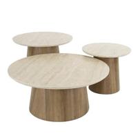 Giga Meubel - Salontafel Rond Keramiek - 80x80x35cm - Set van 3