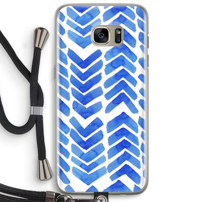 Blauwe pijlen: Samsung Galaxy S7 Edge Transparant Hoesje met koord
