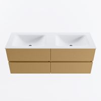 MONDIAZ VICA 130cm badmeubel onderkast Oro 4 lades. Wastafel CLOUD dubbel 2 kraangaten, kleur Talc.