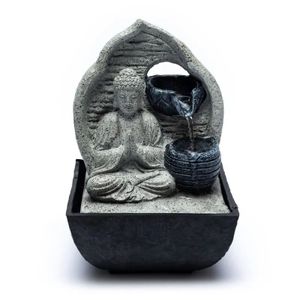 Biddende Boeddha Waterfontein Grijs (13.3 x 13.3 x 20 cm)