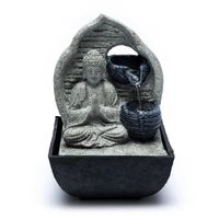 Biddende Boeddha Waterfontein Grijs (13.3 x 13.3 x 20 cm)