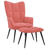 vidaXL Relaxstoel met voetenbank fluweel roze - thumbnail