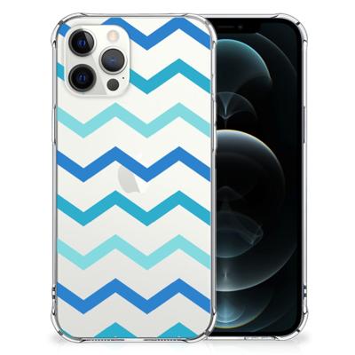 iPhone 12 Pro Max Doorzichtige Silicone Hoesje Zigzag Blauw iPhone 12 Pro Max Doorzichtige Silicone Hoesje Zigzag Blauw