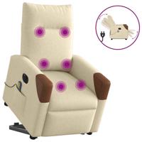 Sta-op-massagestoel elektrisch verstelbaar stof crèmekleurig