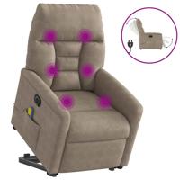 Sta-op-massagestoel elektrisch verstelbaar microvezelstof taupe