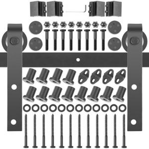 VEVOR Track Kit Deur Zwarte Houten Deur Track Kit 150 KG Laadvermogen Schuifdeur Hardware Roller Track Rail Kit Gemaakt van Koolstofstaal voor Slaapkamer Kleedkamer Keuken Schuren Garages en Stallen