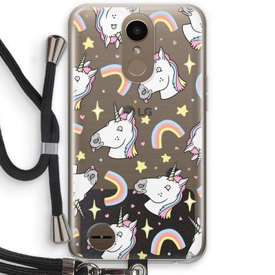 Rainbow Unicorn: LG K10 (2017) Transparant Hoesje met koord