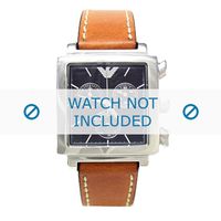Armani horlogeband AR5324 Leder Cognac + wit stiksel