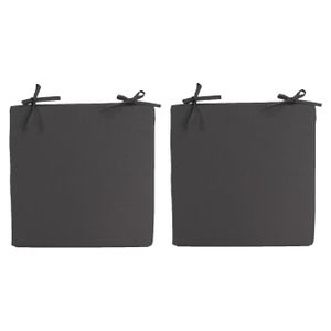 2x Stoelkussens voor binnen en buiten in de kleur antraciet grijs 40 x 40 cm Tuinkussens voor buiten