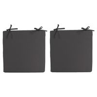 2x Stoelkussens voor binnen en buiten in de kleur antraciet grijs 40 x 40 cm Tuinkussens voor buiten