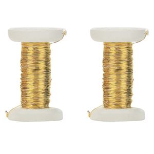 2x stuks goud metallic bind draad/koord van 0,4 mm dikte 40 meter