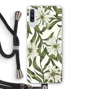 Wit bloemenpatroon: Samsung Galaxy A70 Transparant Hoesje met koord