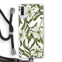 Wit bloemenpatroon: Samsung Galaxy A70 Transparant Hoesje met koord