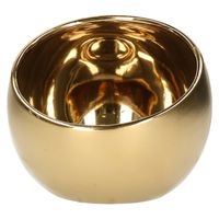 Luxe theelichthouder/kaarsenhouder - goud - keramiek - D15 x H13.5 cm