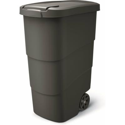 Afvalcontainer/rolemmer Wheeler - zwart - 90 liter - 58 x 39 x 78 cm - huis/tuin afval scheiden