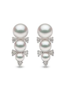 Yoko London puces d'oreilles en or blanc 18ct ornés de diamants et de perles Akoya - Argent