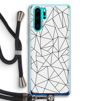 Geometrische lijnen zwart: Huawei P30 Pro Transparant Hoesje met koord