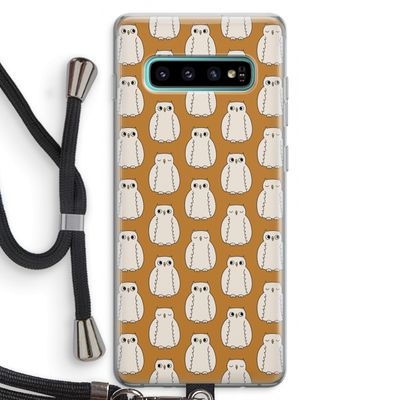 Uilen: Samsung Galaxy S10 Plus Transparant Hoesje met koord