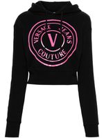 Versace Jeans Couture hoodie crop à logo imprimé - Noir - thumbnail