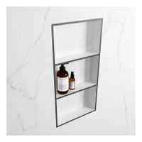 Wandnis Solid Surface Easy | In- en opbouw | 30x60x8 cm | 3 vakken | DarkGrey/Talc
