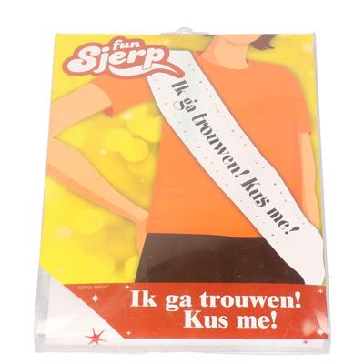Miko sjerp - Ik ga trouwen kus me - wit - bruid sjerp - vrijgezellenfeest